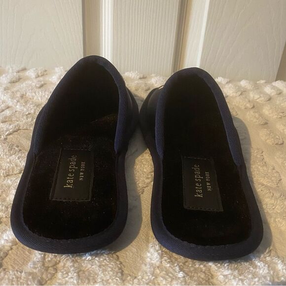 NWOT Kate Spade Navy Satiny Starry Night Bunny Slippers Slip on Shoes Size 8 - Picture 7 of 9